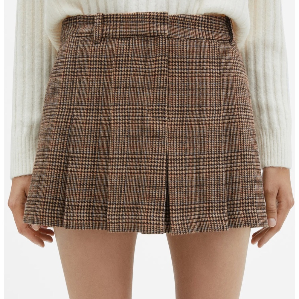 Mango Plaid Mini Skirt